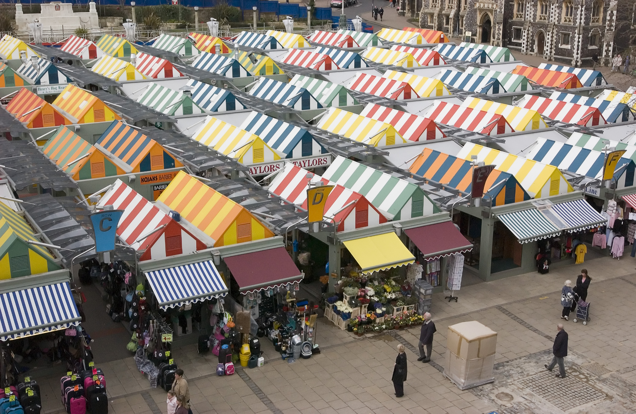 Norwich market is a lively market and has been around for decades. It's bright and offers everything from food to watch batteries